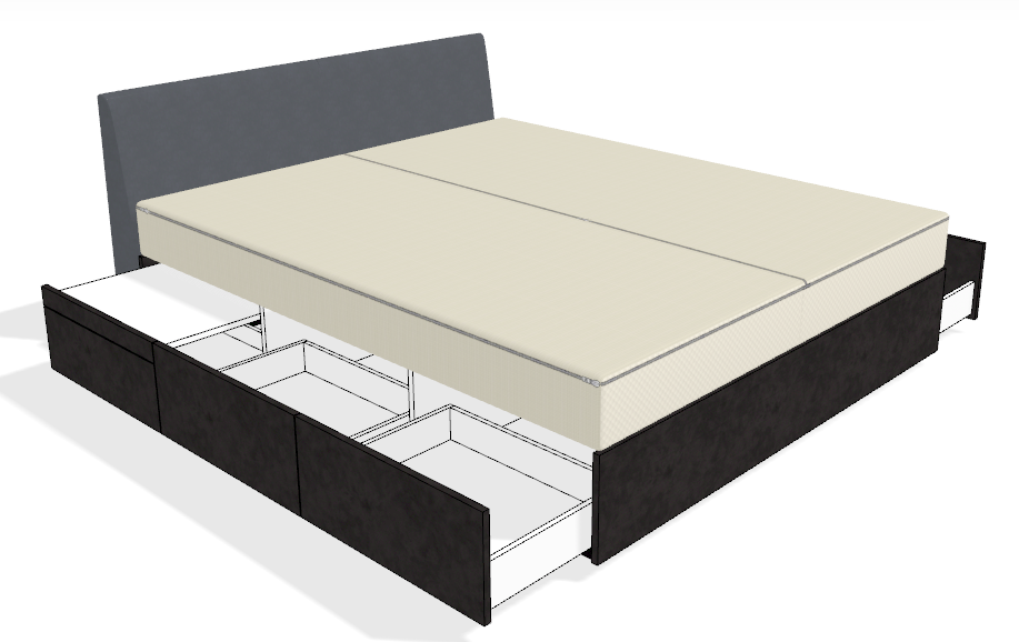 Wasserbett Prestige Plus Wacore Split MILANO inkl. Stauraum Sixtus - sofort- 180x220 Farbe Anthrazit 