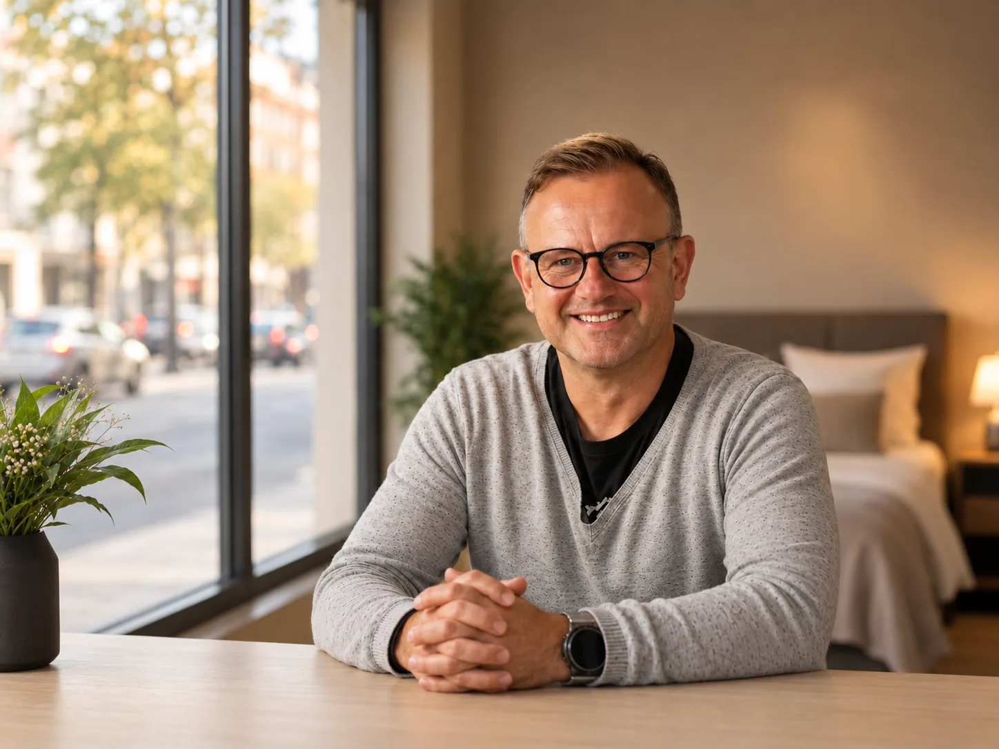 Ralf Haase, Inhaber von Wasserbetten Haase und Betten-Center Zwickau, im Fachgeschaeft in Zwickau